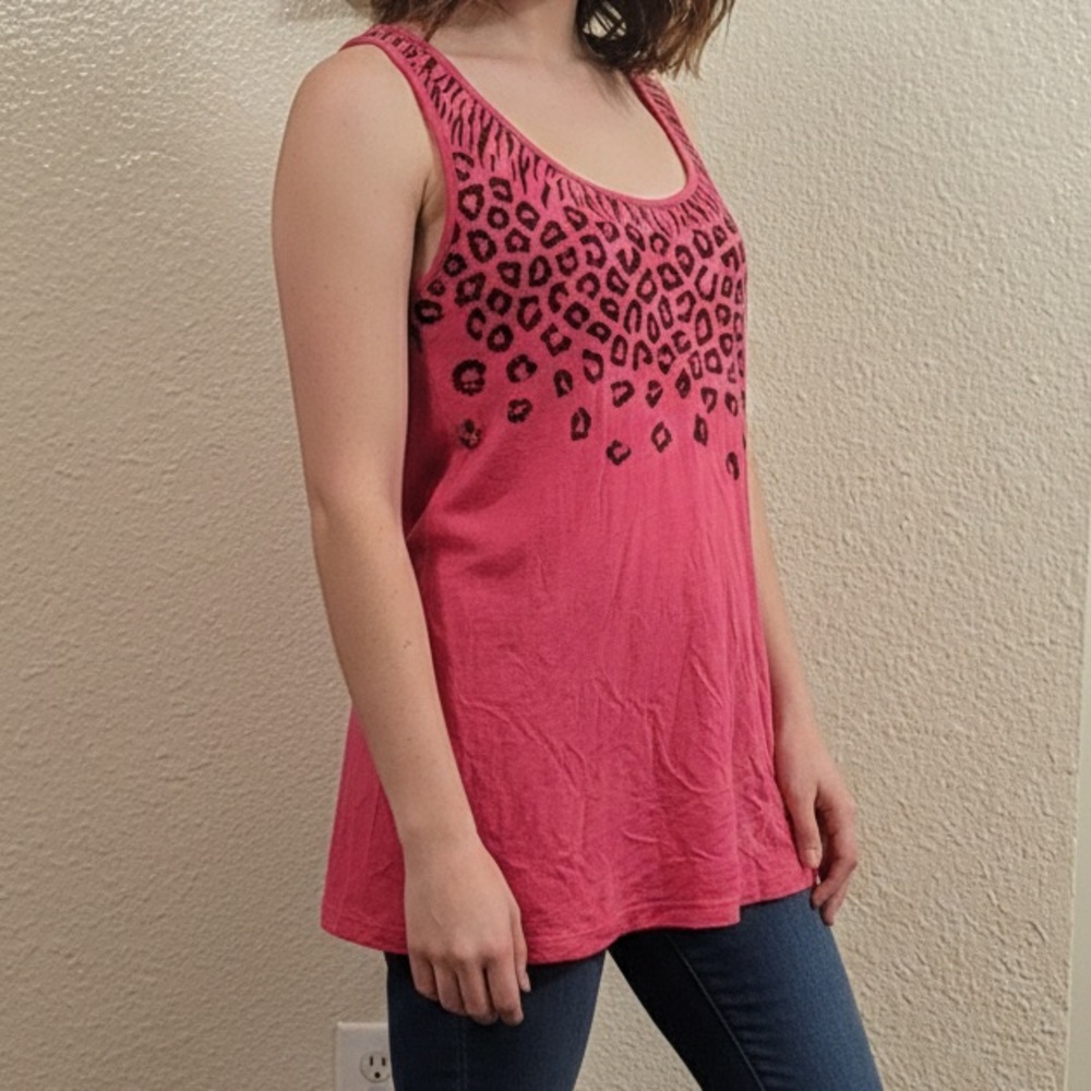 Wet Seal Vintage Y2K Pink Leopard Animal Print Long Tank Top